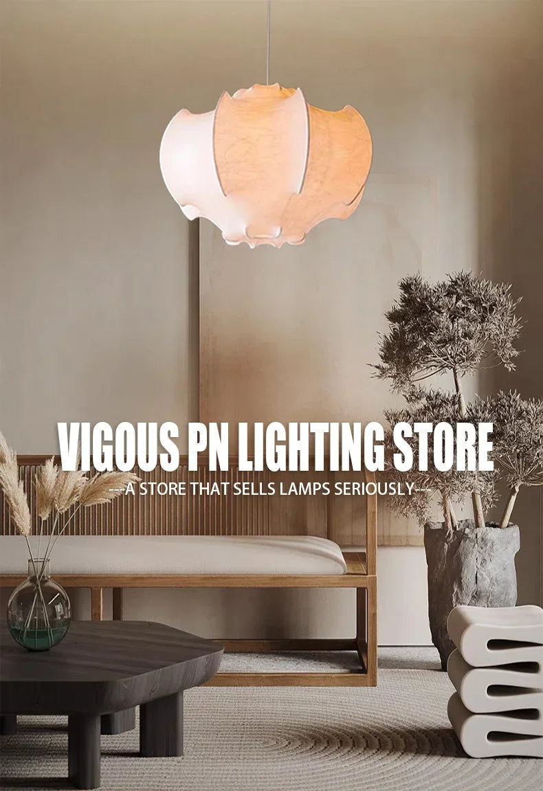 Modern Japanese Wabi Sabi Silk Chandeliers Living Dining Room Bedroom Nordic Home Decor Pendant Lights Indoor Lighting Fixtures.