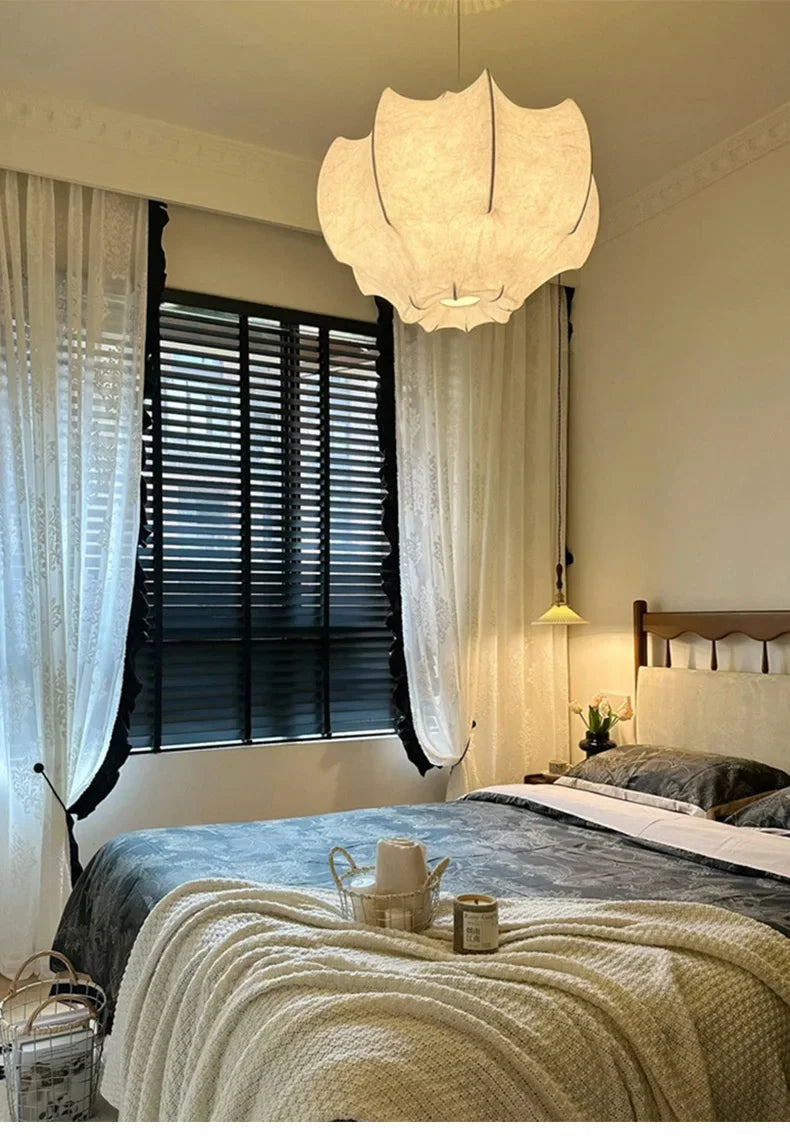 Modern Japanese Wabi Sabi Silk Chandeliers Living Dining Room Bedroom Nordic Home Decor Pendant Lights Indoor Lighting Fixtures.