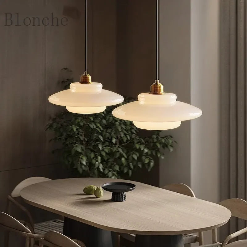 Restaurant Lamp Modern Pendant Lights Nordic Dining Room Kitchen Bar Creative Decor Lighting Fixtures Milk Glass Lampshade E27