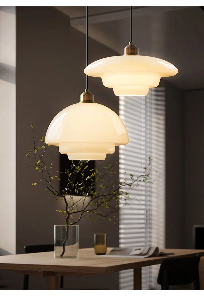 Restaurant Lamp Modern Pendant Lights Nordic Dining Room Kitchen Bar Creative Decor Lighting Fixtures Milk Glass Lampshade E27