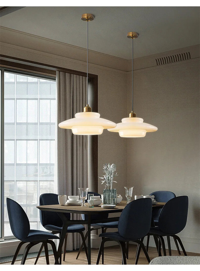 Restaurant Lamp Modern Pendant Lights Nordic Dining Room Kitchen Bar Creative Decor Lighting Fixtures Milk Glass Lampshade E27