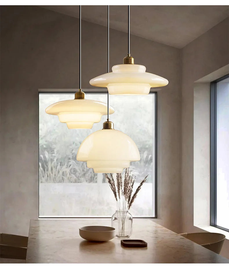 Restaurant Lamp Modern Pendant Lights Nordic Dining Room Kitchen Bar Creative Decor Lighting Fixtures Milk Glass Lampshade E27