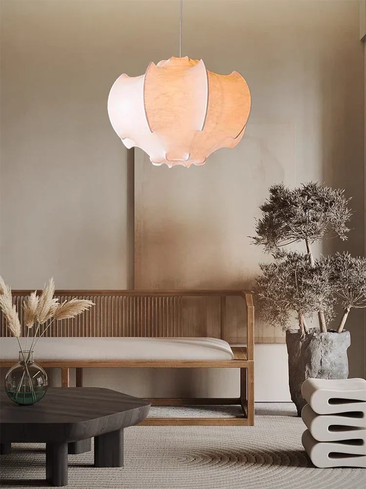 Modern Japanese Wabi Sabi Silk Chandeliers Living Dining Room Bedroom Nordic Home Decor Pendant Lights Indoor Lighting Fixtures.