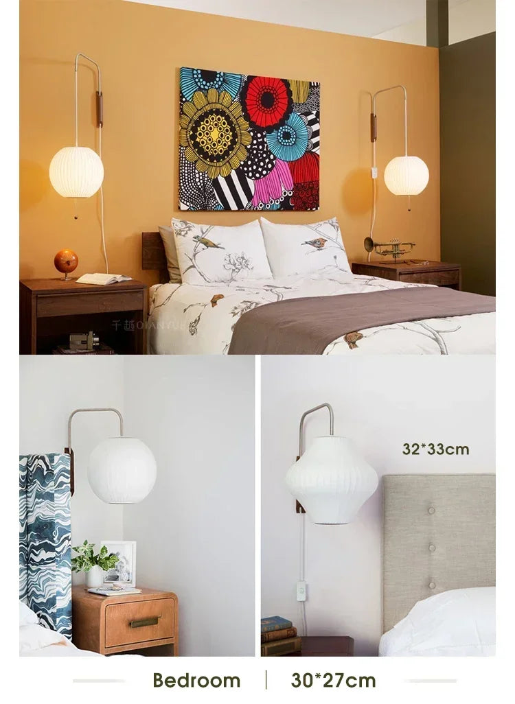Japan Silk Wall Lamp Living Room Porch Bedside Lamp Restaurant Hotel Shop Wall Decoration Wabi Sabi Bedroom Lamp Mood Light