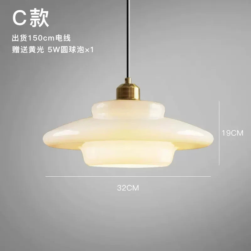 Restaurant Lamp Modern Pendant Lights Nordic Dining Room Kitchen Bar Creative Decor Lighting Fixtures Milk Glass Lampshade E27