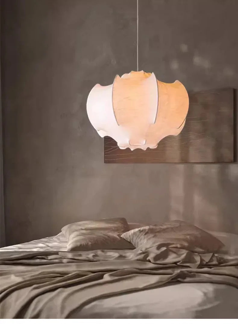 Modern Japanese Wabi Sabi Silk Chandeliers Living Dining Room Bedroom Nordic Home Decor Pendant Lights Indoor Lighting Fixtures.