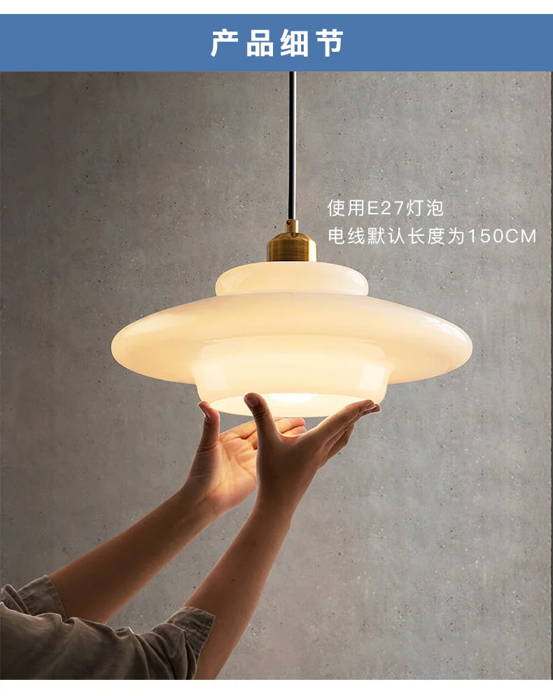 Restaurant Lamp Modern Pendant Lights Nordic Dining Room Kitchen Bar Creative Decor Lighting Fixtures Milk Glass Lampshade E27