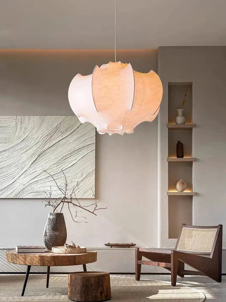 Modern Japanese Wabi Sabi Silk Chandeliers Living Dining Room Bedroom Nordic Home Decor Pendant Lights Indoor Lighting Fixtures.