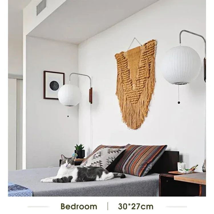 Japan Silk Wall Lamp Living Room Porch Bedside Lamp Restaurant Hotel Shop Wall Decoration Wabi Sabi Bedroom Lamp Mood Light