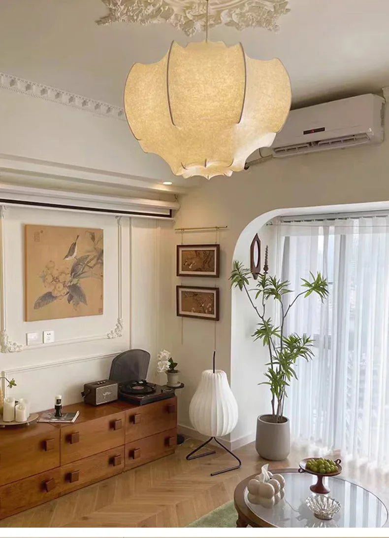 Modern Japanese Wabi Sabi Silk Chandeliers Living Dining Room Bedroom Nordic Home Decor Pendant Lights Indoor Lighting Fixtures.