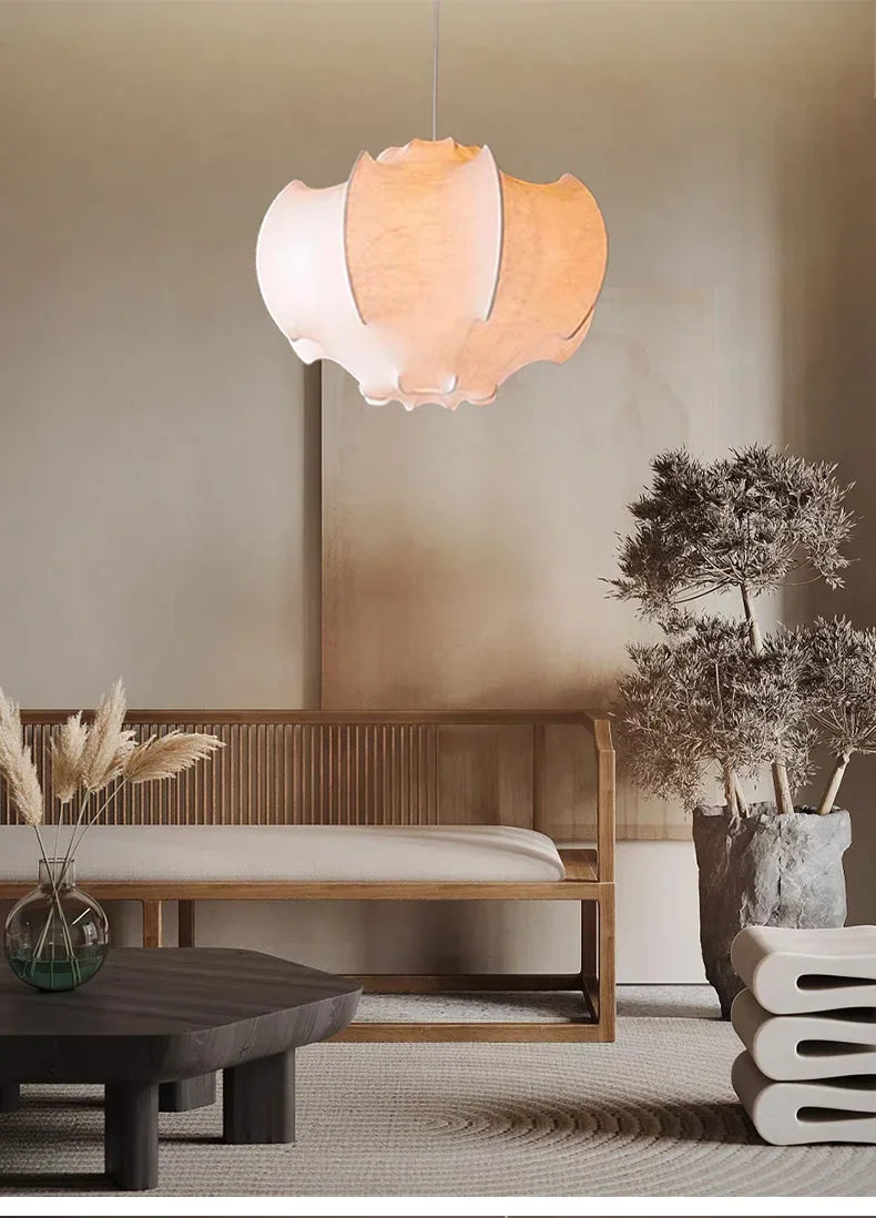Modern Japanese Wabi Sabi Silk Chandeliers Living Dining Room Bedroom Nordic Home Decor Pendant Lights Indoor Lighting Fixtures.