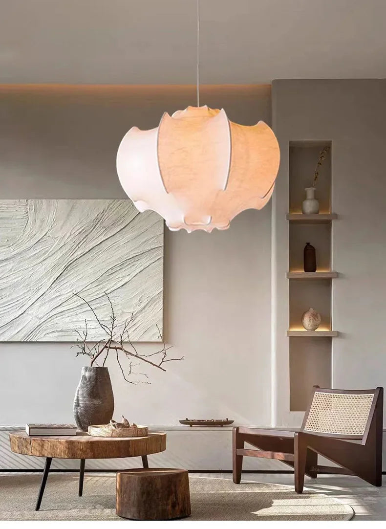 Modern Japanese Wabi Sabi Silk Chandeliers Living Dining Room Bedroom Nordic Home Decor Pendant Lights Indoor Lighting Fixtures.