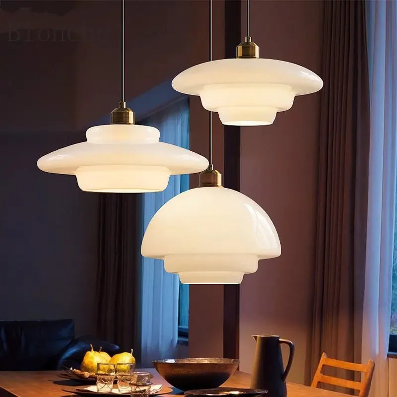 Restaurant Lamp Modern Pendant Lights Nordic Dining Room Kitchen Bar Creative Decor Lighting Fixtures Milk Glass Lampshade E27